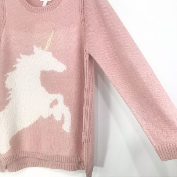 LC Lauren Conrad Pink White Unicorn Sparkle Knit Crew Neck Pullover Sweater - Picture 6 of 15